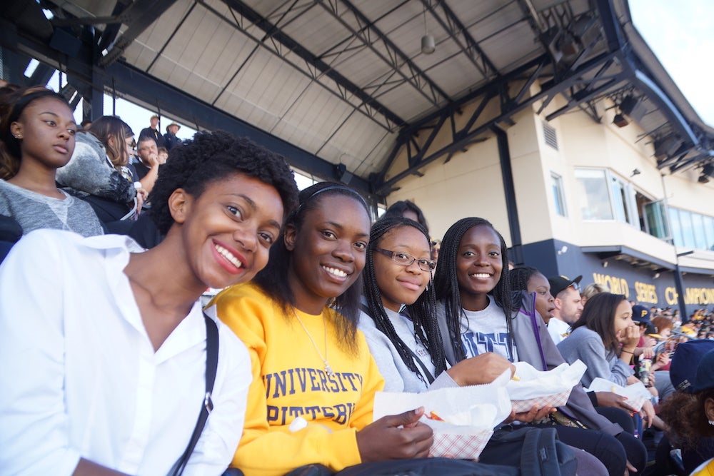 students at a baseball game