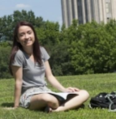 Person sitting on the grass